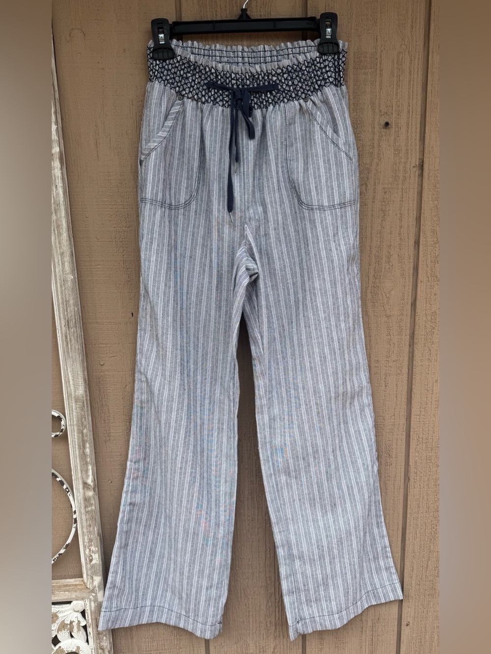 Ci Sono blue Striped bohemian pant medium